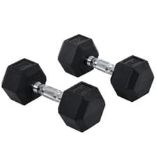 Image of Rubber Hex Dumbbell Portable Hand Weights Sets Dumbbell Home Gym (2x8kg) UK