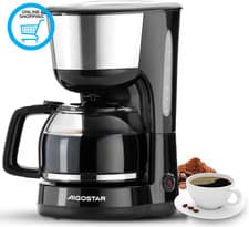 Image of Filter Coffee Maker with 40-Min Keep Warm & Rapid Brew - 1000W, 1.25L, Anti-Drip