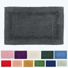Image of 100% Cotton Luxury Reversible Bath Mat 50x80cm Thick, Soft Non-Slip Bathroom Rug
