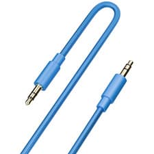 Image of 3.5mm Aux Stereo to 3.5mm Aux Audio Cotton Mesh Braided Cable - Black, Blue 1M