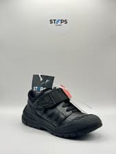 Image of Kickers Trukka Bolt Black Leather Shoes Kids Size 9 UK Brand New with Box