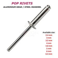 Image of POP RIVETS ALUMINIUM STEEL DOME HEAD BLIND 3mm,3.2mm,4mm,4.8mm,5mm,6mm STANDARD