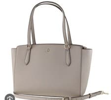Image of NWT Tory Burch Emerson Small Top Zip Leather Tote Crossbody Strap French Gray