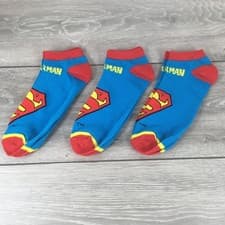 Image of Official DC Comics Trainers Socks 6 - 12 Yrs Junior 3 Pack Kids UK 1-6 EU 32-39