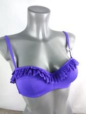Image of Boux Avenue Purple Mix Biarritz Laser Etch Frill Bikini Top Swimsuit 32B 34C