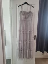 Image of Coast Frill Tiered Bridesmaid Dress. Size 12 Grey. Maxi Occassionwear. NEW