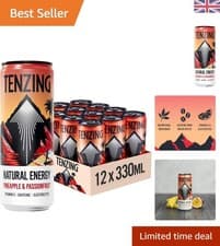 Image of Tenzing Energy Drink, Pineapple & Passionfruit, 330ml - Pack of 12 Cans