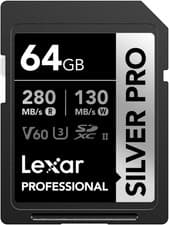 Image of Lexar Silver Pro 64GB SD Card UHS-II V60 U3 C10 SDXC Up To 280MB/s Memory Card