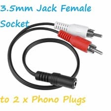 Image of 3.5MM STEREO FEMALE JACK TO 2X RCA PHONO MALE ADAPTER 40cm