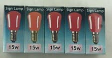 Image of Pack of 5 Crompton 15W SES E14 RED Sign Lamp pygmy T1