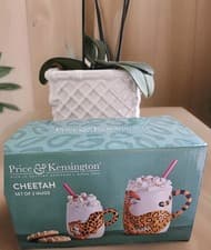 Image of Price & Kensington Set Of 2 Cheetah Design Ceramic Mugs Home Kitchen