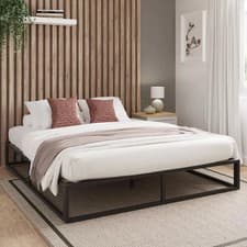 Image of Black Metal Loft Bed Urban Platform Bed - 4ft 6 Double size apartment spare room