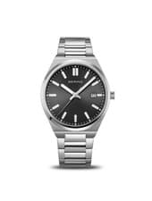 Image of Bering Men's Classic Stainless Steel (39mm) Black Sunray Dial Watch -Brand New