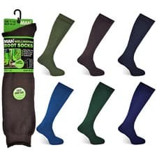 Image of MENS WELLINGTON BOOT SOCKS EASY GRIP TOP LONG LENGTH CUSHIONED WELLY LONG HOSE