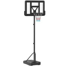 Image of SPORTNOW Basketball Backboard Hoop Net Set w/ Wheels, 200-305cm - Black