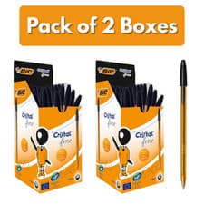 Image of 100x BIC Original Cristal Ballpoint Pens Black Ink 0.8mm Fine Tip Smooth Writing