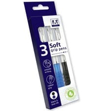 Image of SOFT GRIP PENS ASSORTED COLOURS 3 PACK