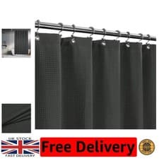 Image of Elegant Graphite Grey Shower Curtain - 230 GSM Heavy Duty Waffle Design 71 x 72"