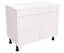 Image of Fully Assembled Kitchen 1000mm Base Unit Gloss White Drawer Line Base Cabinet