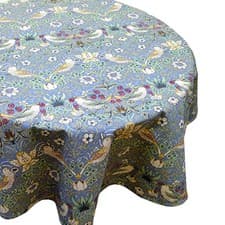 Image of William Morris Strawberry Thief Blue 132 x 132cm Acrylic/PVC Tablecloth