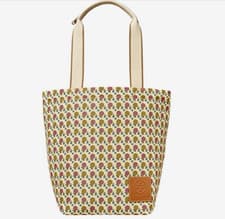 Image of TORY BURCH Ella Gracie Printed Tote LG Bag Ivory Floral Daisy Canvas & Leather