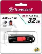Image of Transcend JetFlash 590 32GB Flash Drive with USB2.0 connector - Black Black 32 G