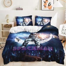 Image of Astronaut Bedding Set Roomdecor Kids Quilt Cover Cartoon Duvet Cover Single Size