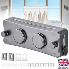 Image of 2 Line Indoor Retractable Clothes Airer Washing Line Laundry Dryer Wall-Mounted