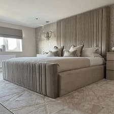 Image of Pedro Upholstered Bed With High Headboard in Plush Velvet Double & King Size UK