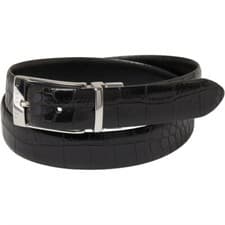 Image of Ted Baker Mens Penna Croc Embossed Reversible Belt Black Size 30 RRP £42.00