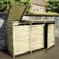 Image of Triple Wheelie Bin Store - Pressure Treated Wood, FSC® Certified, Base Anchors