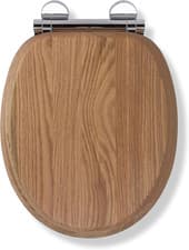 Image of Croydex Rutland Flexi-Fix Soft Close Wooden Toilet Seat - Quick Release Button f