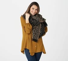 Image of NWT Rachel Hollis Ltd. Leopard Blanket Scarf in Brown Leopard