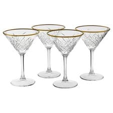 Image of Timeless Martini Glass With Gold Rim Sets Queensway Tall Party Drinks Glassware