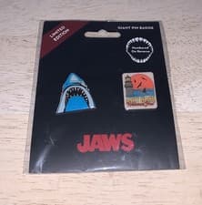 Image of Jaws Double Limited Edition Giant Pin Badge Set Fanattik Iron Gut