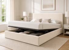 Image of LOW PROFILE OTTOMAN STORAGE BED FRAME UPHOLSTERED PLUSH VELVET - PLAIN HEADBOARD