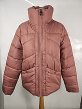Image of Barbour Coastal Fibre Down Women's Peach 🍑 Puffer Jacket Quilt Coat Size 12 UK