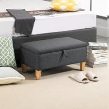 Image of Linen Storage Ottoman for Storage Box, Bed End, Shoe Bench, Seating, Dark Grey