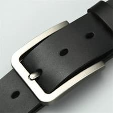 Image of Mens Genuine Leather Belt Belts Real New Buckle for trouser Jeans Black Brown UK