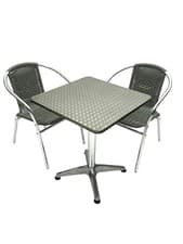 Image of Grey Rattan Garden Furniture Sets, Bistro Sets, Balcony Furniture, 3 pcs garden