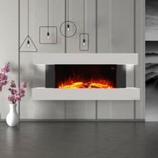 Image of Wall Mounted 1/2kw Electric Fire Fireplace Realistic 3D Flame Log Burner Effect