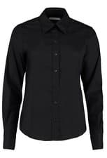 Image of Kustom Kit Women Long Sleeve Tailored Shirt KK702 Corporate Oxford Black (GH3)