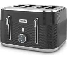 Image of Breville Obliq VTT973 4-Slice Toaster w/Reheat, High Lift Eject - Black & Silver