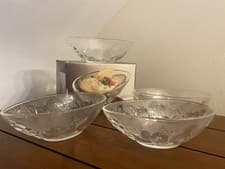 Image of Luminarc France Fruit Embossed Clear Glass 4 Piece Dessert Bowl Set 12cm Bowls