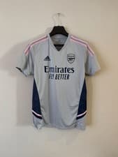 Image of Arsenal 2022/23 Football Training Shirt Adidas Blue Short Sleeve Mens Medium M