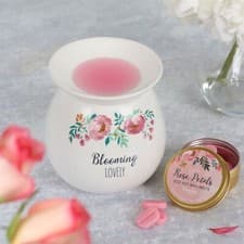 Image of Blooming Lovely Large Wax Melt Burner Gift Set with ROSE PETAL Eco Soy Wax Melts