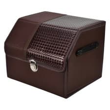 Image of UK Car Trunk Organizer Luxury Foldable Car Boot Tidy Storage Box with Lid Brown