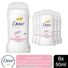 Image of Dove Women Powder Soft Anti-Perspirant Deo Stick with 48H Protection 50ml, 6 Pk