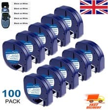 Image of 91201 Dymo LetraTag Label Tape Compatible Refill White Plastic LT-100H 12mm x 4m