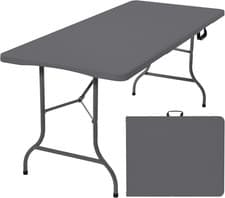 Image of 6Ft Heavy Duty Folding Table, Tabletop & Sturdy Metal Frame, Foldable Table with
